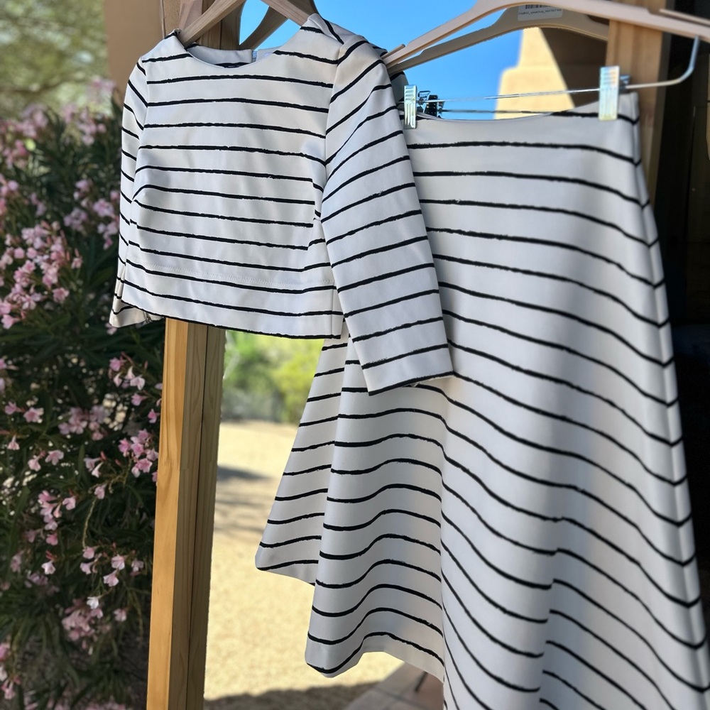 ELIZABETH & JAMES Jayren Boat-Neck Crop Top & Akemi Striped A-Line Skirt SET